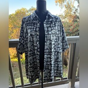 Men’s Tori Richards Hawaiian Shirt Resort Design Blue Size Large